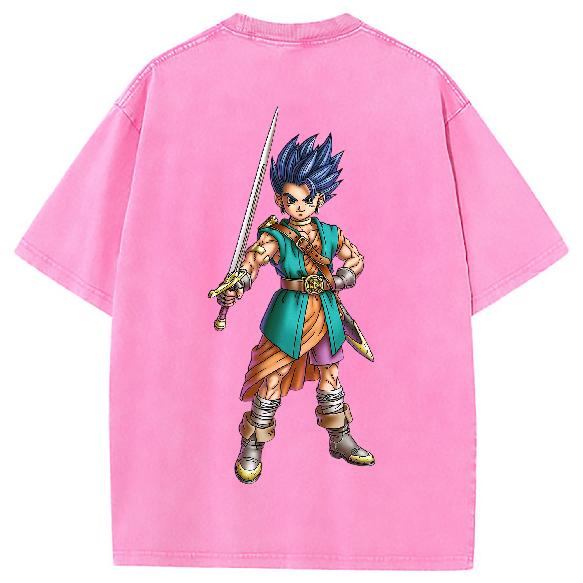 （画像用） ドラゴンクエスト Doragon Kuesuto Dragon Quest 綿100% ヴィンテージ風 半袖Tシャツ（背面プリント）
